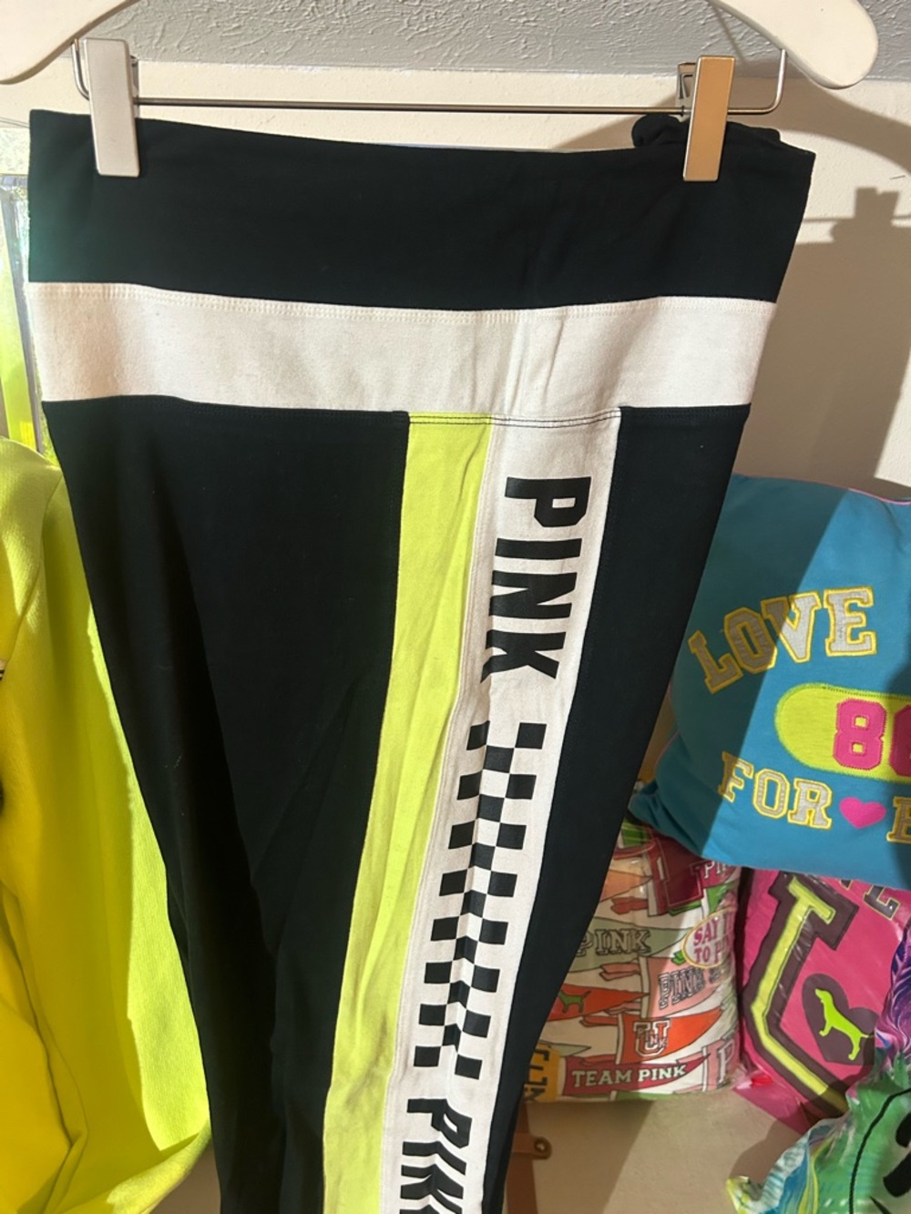 Pink Neon Yellow & Black PINK Sweatshirt and Track Pants Set - Picture 3 of 3